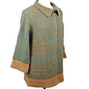 Sundance Catalog M Chunky Cardigan Selina Teal Gold Chunky NEW NWOT